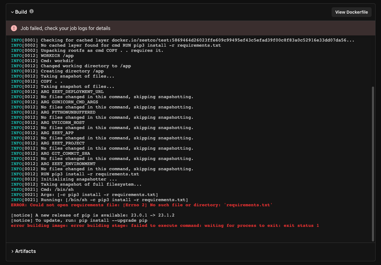 Troubleshooting a Failed Deploy