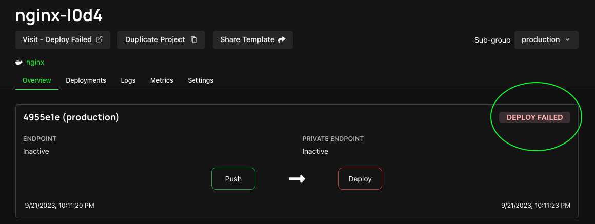 Troubleshooting a Failed Deploy